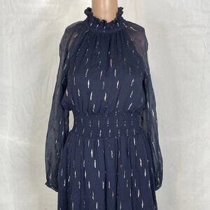 Rebecca Taylor Long Sleeve Mockneck Dress • Size 2 • Navy